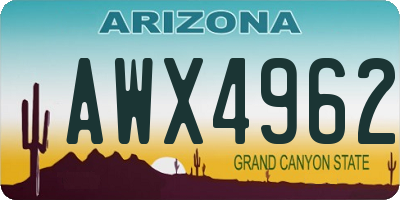 AZ license plate AWX4962