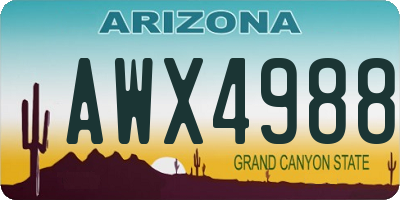 AZ license plate AWX4988