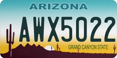 AZ license plate AWX5022