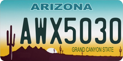 AZ license plate AWX5030
