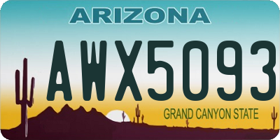 AZ license plate AWX5093