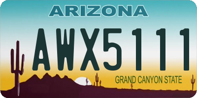 AZ license plate AWX5111