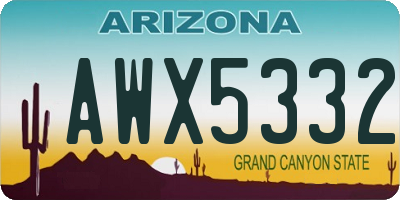 AZ license plate AWX5332