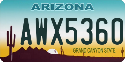 AZ license plate AWX5360