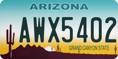 AZ license plate AWX5402
