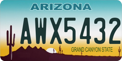 AZ license plate AWX5432