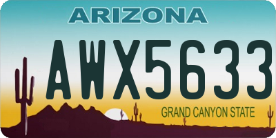 AZ license plate AWX5633