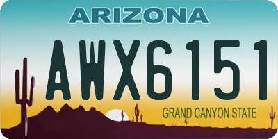 AZ license plate AWX6151