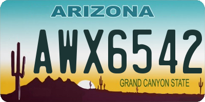 AZ license plate AWX6542