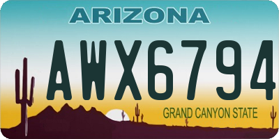 AZ license plate AWX6794