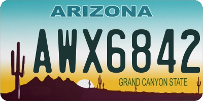 AZ license plate AWX6842