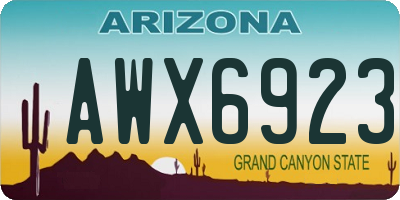 AZ license plate AWX6923
