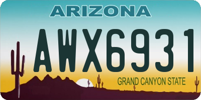 AZ license plate AWX6931