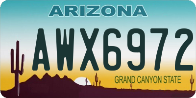 AZ license plate AWX6972