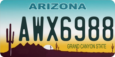 AZ license plate AWX6988
