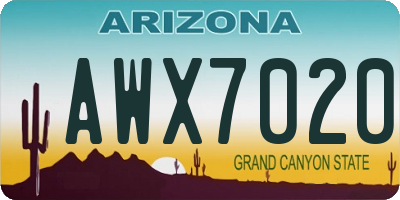AZ license plate AWX7020