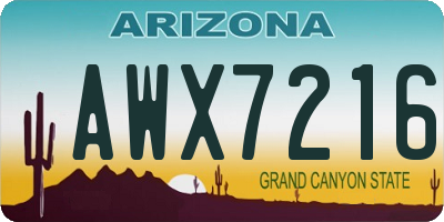 AZ license plate AWX7216
