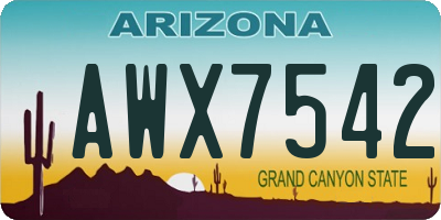 AZ license plate AWX7542