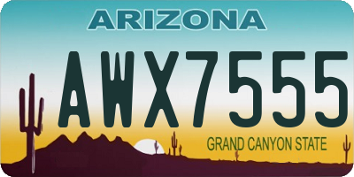 AZ license plate AWX7555