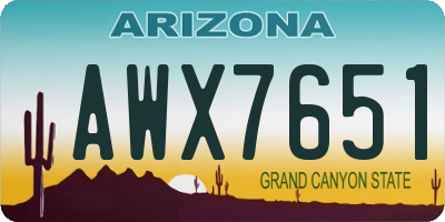 AZ license plate AWX7651
