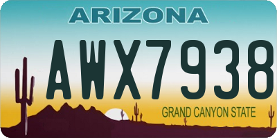AZ license plate AWX7938