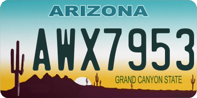 AZ license plate AWX7953