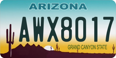 AZ license plate AWX8017