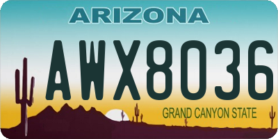 AZ license plate AWX8036