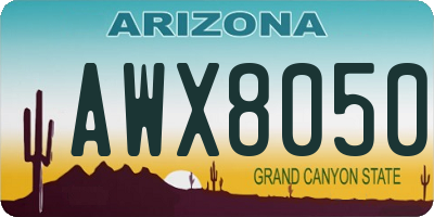 AZ license plate AWX8050