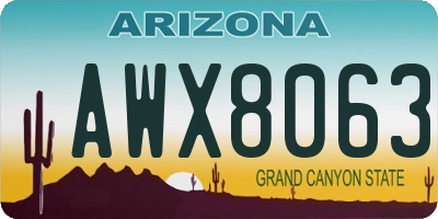 AZ license plate AWX8063