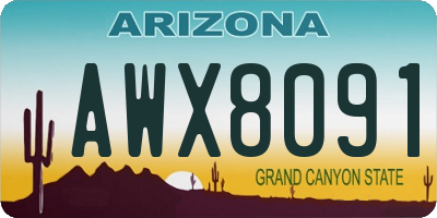 AZ license plate AWX8091