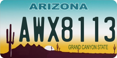 AZ license plate AWX8113