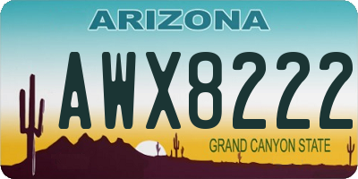 AZ license plate AWX8222