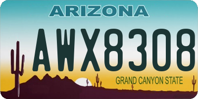 AZ license plate AWX8308