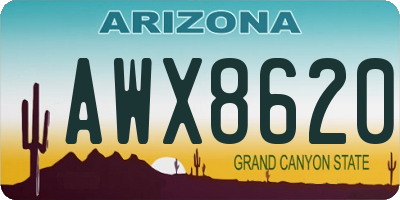 AZ license plate AWX8620