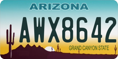 AZ license plate AWX8642