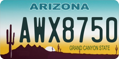 AZ license plate AWX8750
