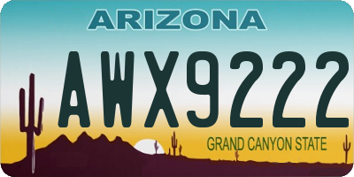 AZ license plate AWX9222