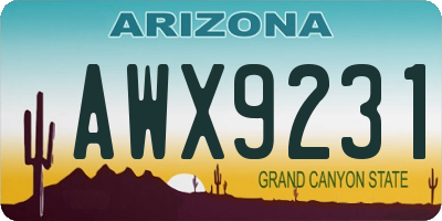 AZ license plate AWX9231