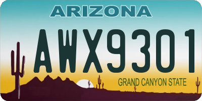 AZ license plate AWX9301