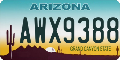 AZ license plate AWX9388