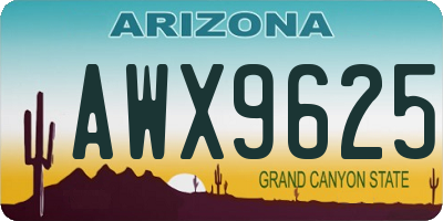 AZ license plate AWX9625