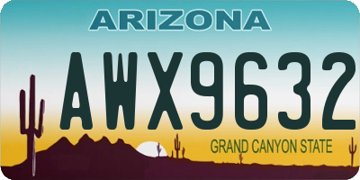 AZ license plate AWX9632