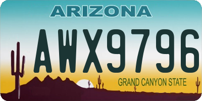 AZ license plate AWX9796