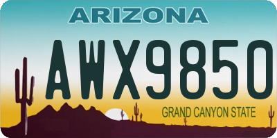 AZ license plate AWX9850