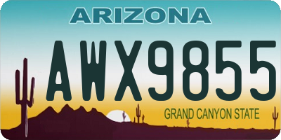 AZ license plate AWX9855