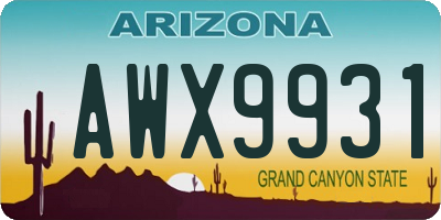 AZ license plate AWX9931
