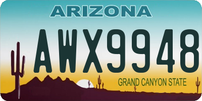 AZ license plate AWX9948