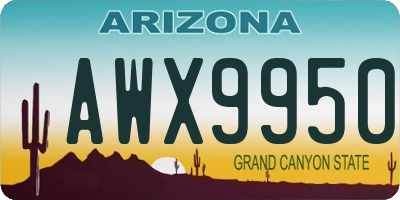 AZ license plate AWX9950