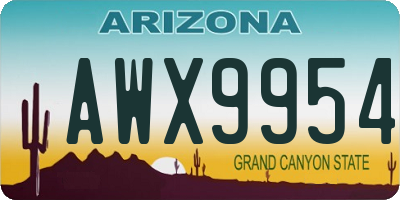 AZ license plate AWX9954